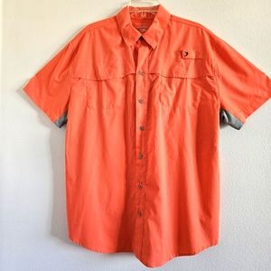 Men's Orange Reel Legends Short Sleeve Vented Mariner Shirt Size L